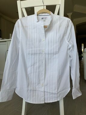 ladies J. Crew mandarin tuxedo button down shirt